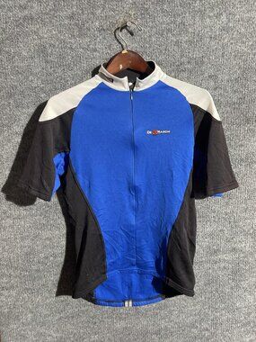 De Marchi Cycling Jersey Mens Small Blue Black Short Sleeve Full Zip Reflective